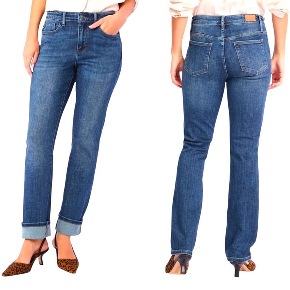 Judy Blue Dahlia Denim Straight Leg Jeans Blue Size 13/31 #JB82356DK Mid rise - Picture 4 of 9